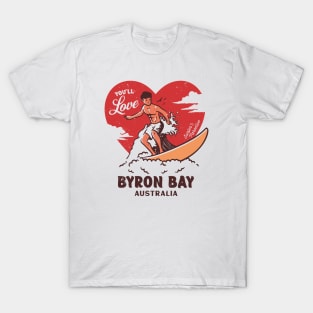 Vintage Surfing You'll Love Byron Bay, Australia // Retro Surfer's Paradise T-Shirt
